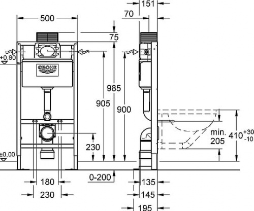 Система инсталляции для унитазов Grohe Rapid SL 38586001 усиленная фото 13