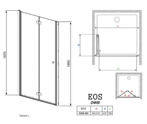 Душевая дверь в нишу Radaway EOS DWB 90 интимато L фото 2