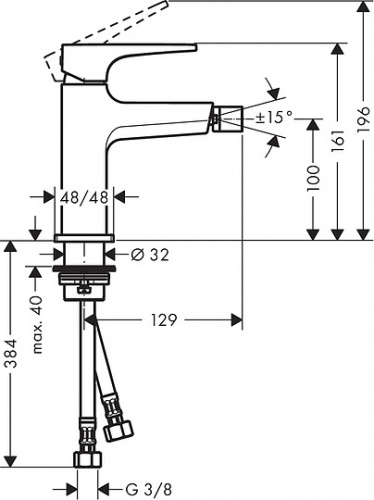 Смеситель Hansgrohe Metropol 32520000 для биде, с донным клапаном Push-Open фото 2