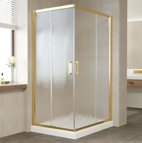 Душевой уголок Vegas Glass ZA-F 100*80 09 02 профиль золото, стекло шиншилла фото 2