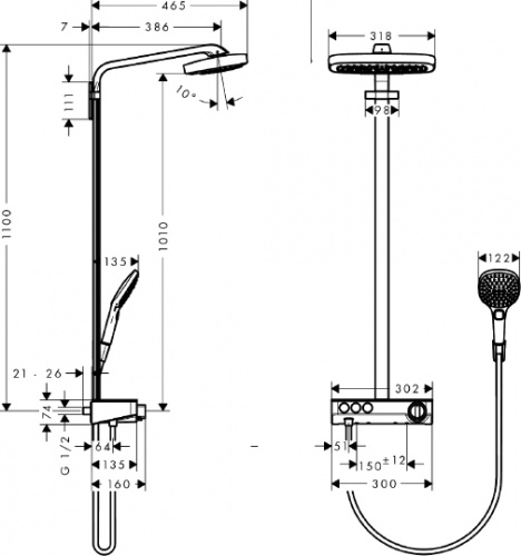 Душевая стойка Hansgrohe Raindance Select E 300 3jet 27127400 Showerpipe фото 11