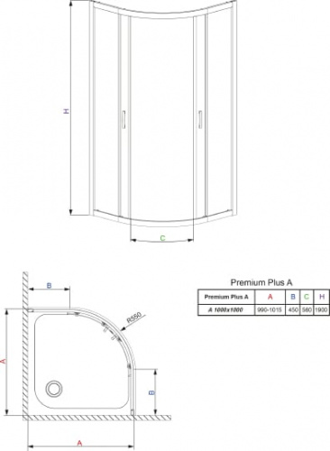 Душевой уголок Radaway Premium Plus A 100x190 прозрачное стекло фото 11