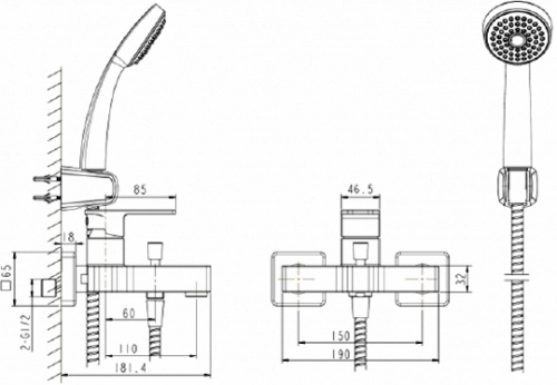 Смеситель Bravat Riffle F672106C-B для ванны с душем, с лейкой фото 3