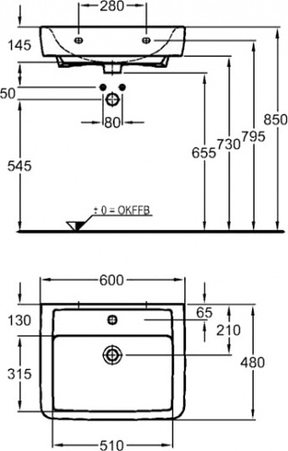 Раковина Keramag Renova Nr.1 Plan 222260 60 см фото 4
