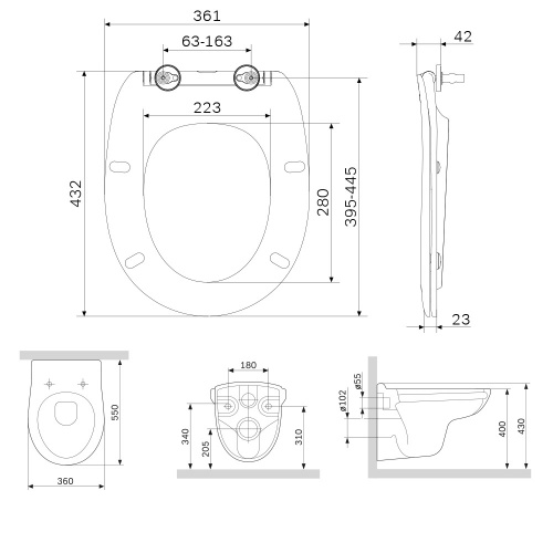 C741700SC Sense подвесной унитаз без ободка с сиденьем микролифт фото 7