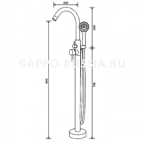 Смеситель напольный для ванны Gappo G3098