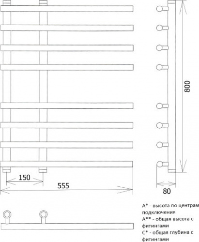 Полотенцесушитель водяной Двин L braid 80/15/55 1"-3/4"-1/2" фото 4