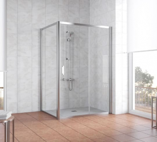 Душевой уголок Vegas Glass ZP+ZPV 140*100 08 01 профиль глянцевый хром, стекло прозрачное фото 2