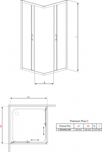 Душевой уголок Radaway Premium Plus C 90x190 прозрачное стекло фото 4