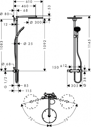 Душевая стойка Hansgrohe Raindance Select S 300 27114000 Showerpipe фото 9