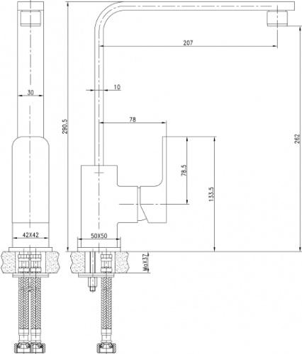 Смеситель Aquanet Cubic SD90445 для кухонной мойки фото 5