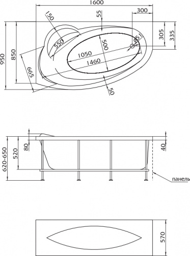 Акриловая ванна Marka One Julianna 160 L фото 7