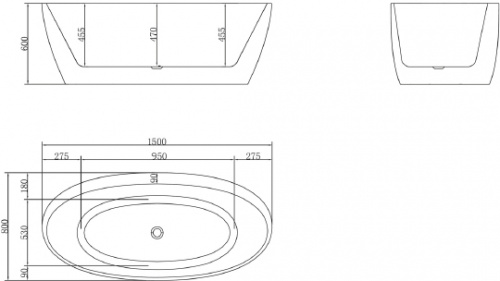 Акриловая ванна BelBagno BB404-1500-800 фото 3