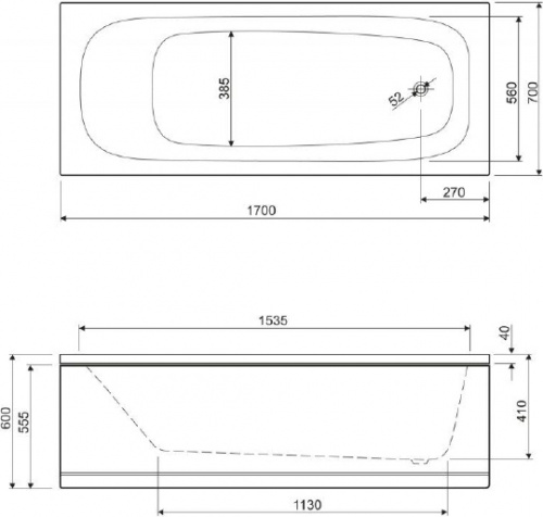 Акриловая ванна Cezares Eco 170x70 фото 3