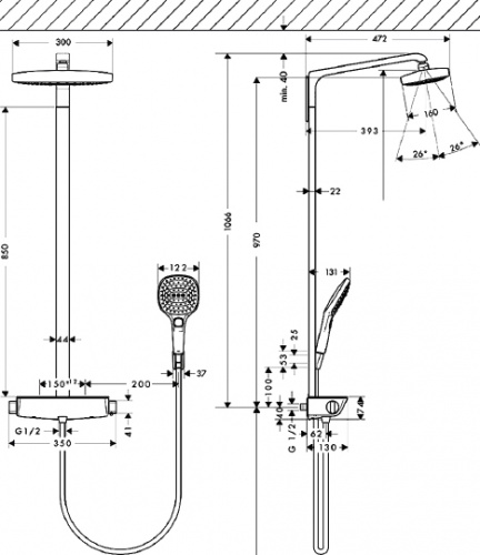 Душевая стойка Hansgrohe Raindance Select E 300 2jet 27128000 Showerpipe фото 9