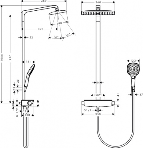 Душевая стойка Hansgrohe Raindance Select E 360 27112000 Showerpipe фото 14