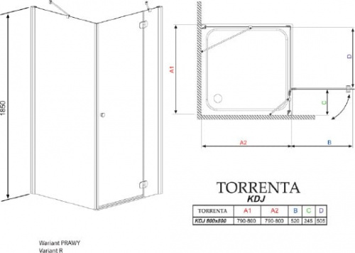 Душевой уголок Radaway Torrenta KDJ 80 стекло графит R фото 3