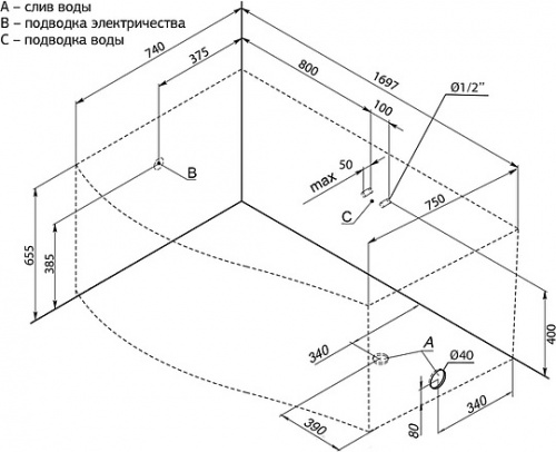 Акриловая ванна Aquanet Borneo 170x90 L фото 19