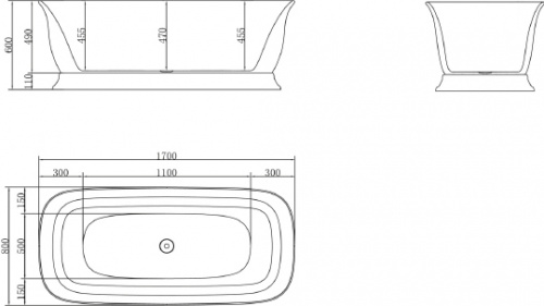 Акриловая ванна BelBagno BB400-1700-800 фото 4