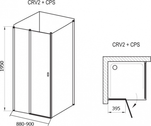 Душевой уголок Ravak CRV2-90+CPS Transparent, профиль сатин фото 3