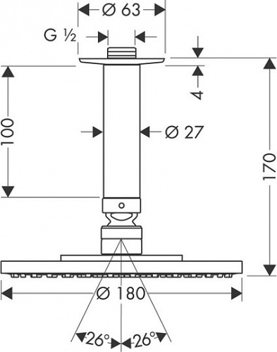 Верхний душ Hansgrohe Raindance S 180 Air 1jet 27472000 фото 3