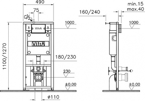 Комплект VitrA Arkitekt 9005B003-7211 кнопка хром фото 6