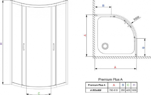 Душевой уголок Radaway Premium Plus A 80x190 прозрачное стекло фото 4