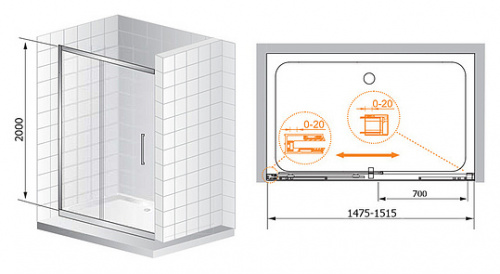 Душевая дверь в нишу Cezares Premier Soft W BF1 150 C Cr IV фото 6