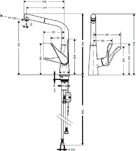 Смеситель Hansgrohe Metris 14821000 для кухонной мойки фото 7