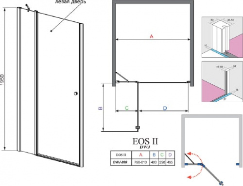 Душевая дверь в нишу Radaway EOS II DWJ 80 L фото 2