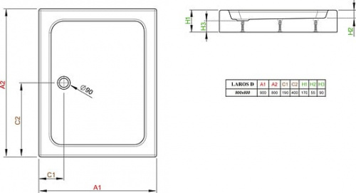 Поддон для душа Radaway Laros D80x90 фото 2