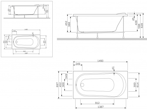 W85A-150-070W-P Панель фронтальная (универсальная) для ванн Joy/Spirit, 150 см, шт фото 2